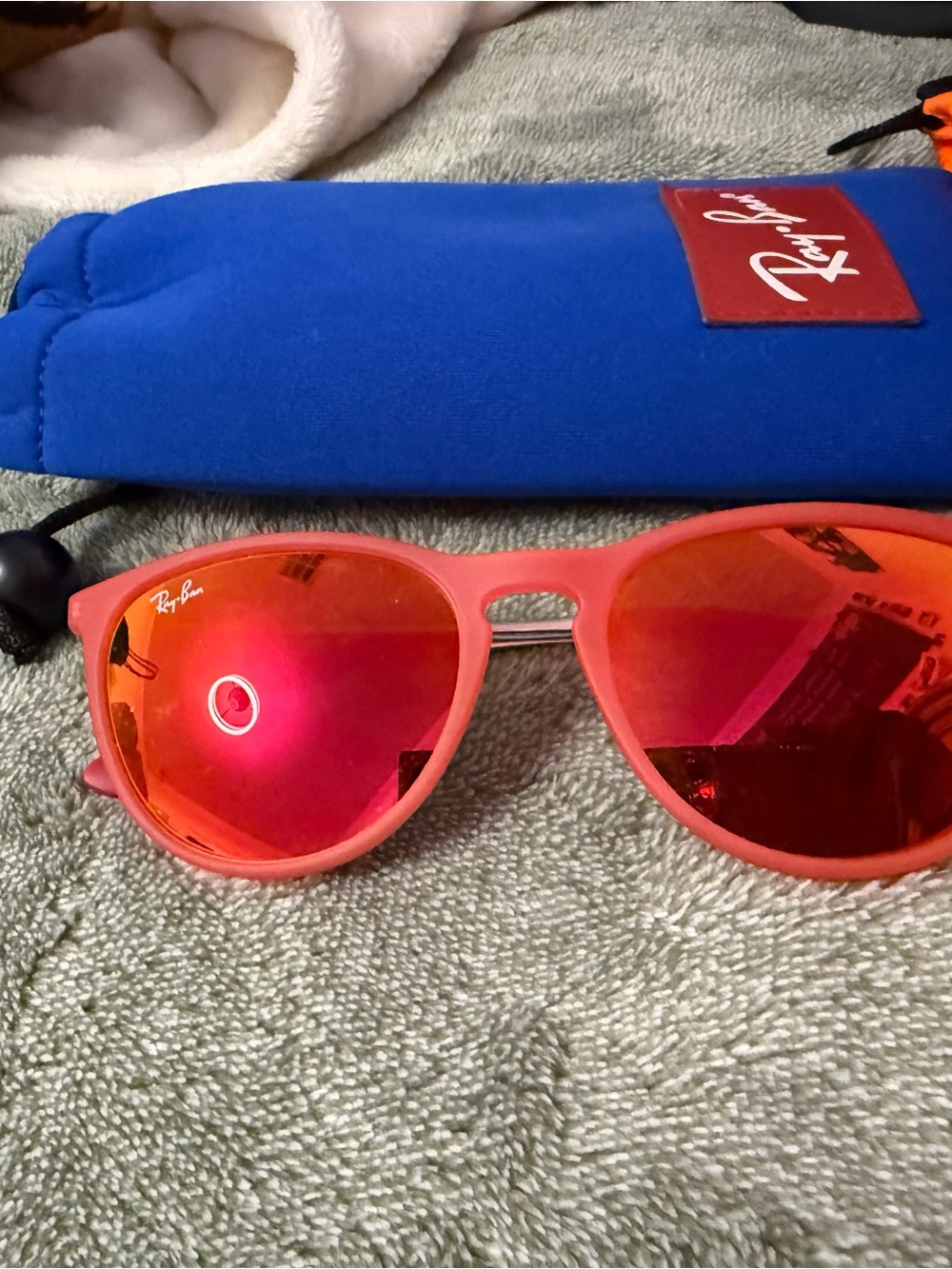 Ray-Ban Kids Coral Pink Frame Red Mirror Lens Sunglasses